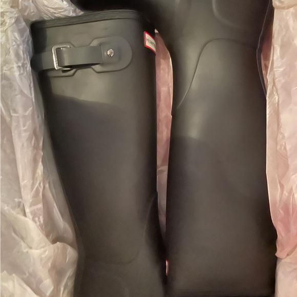 EUC Hunter Original Tall Rain Boots Black Size 7 - Picture 1 of 5